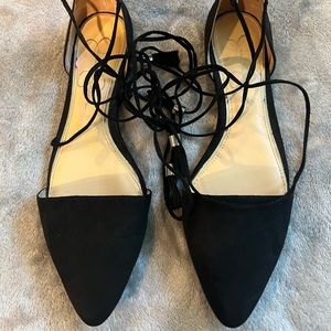 Jessica Simpson, Size 7, ballet tie up flats, sueded, LIKE NEW!!!